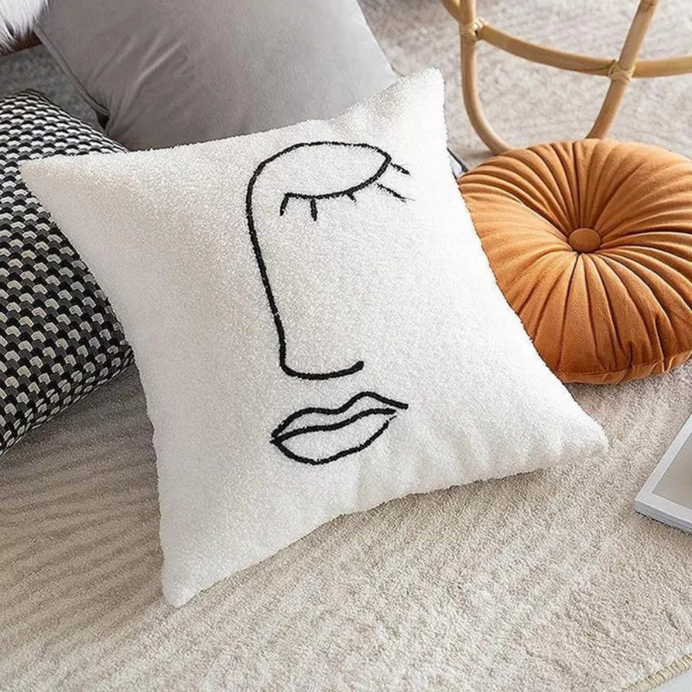Abstract Face Artistic Cushion Cover by Casa & Beyond