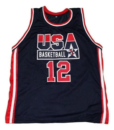 Dominique Wilkins Jersey #12 Team USA Basketball Navy Blue by My store basketball