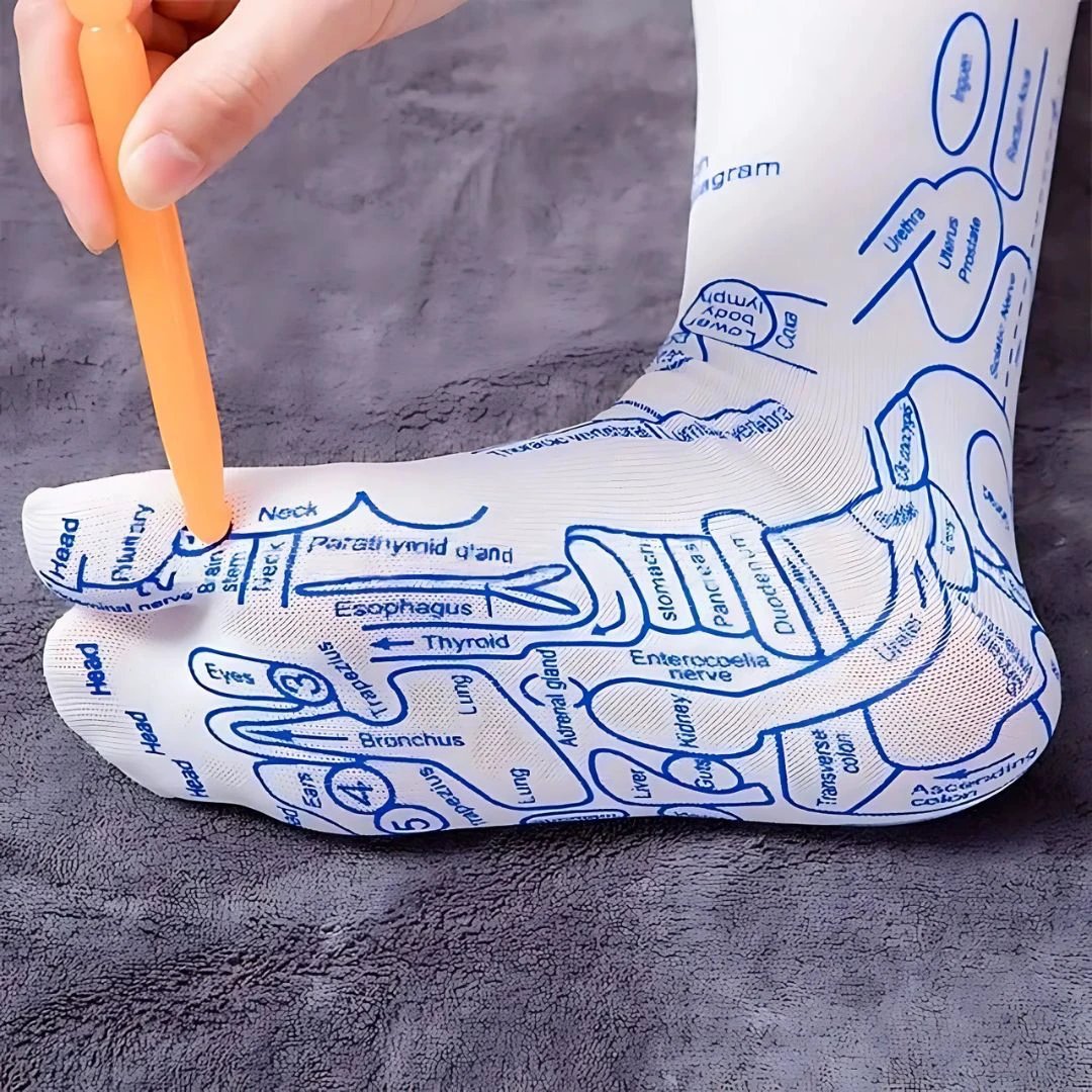 ReflexEase | Reflexology Socks – Printed Map & Tool – Breathable Split‑Toe Fabric – Home Stress Relief & Foot Fatigue Recovery Bowlift by Bowlift