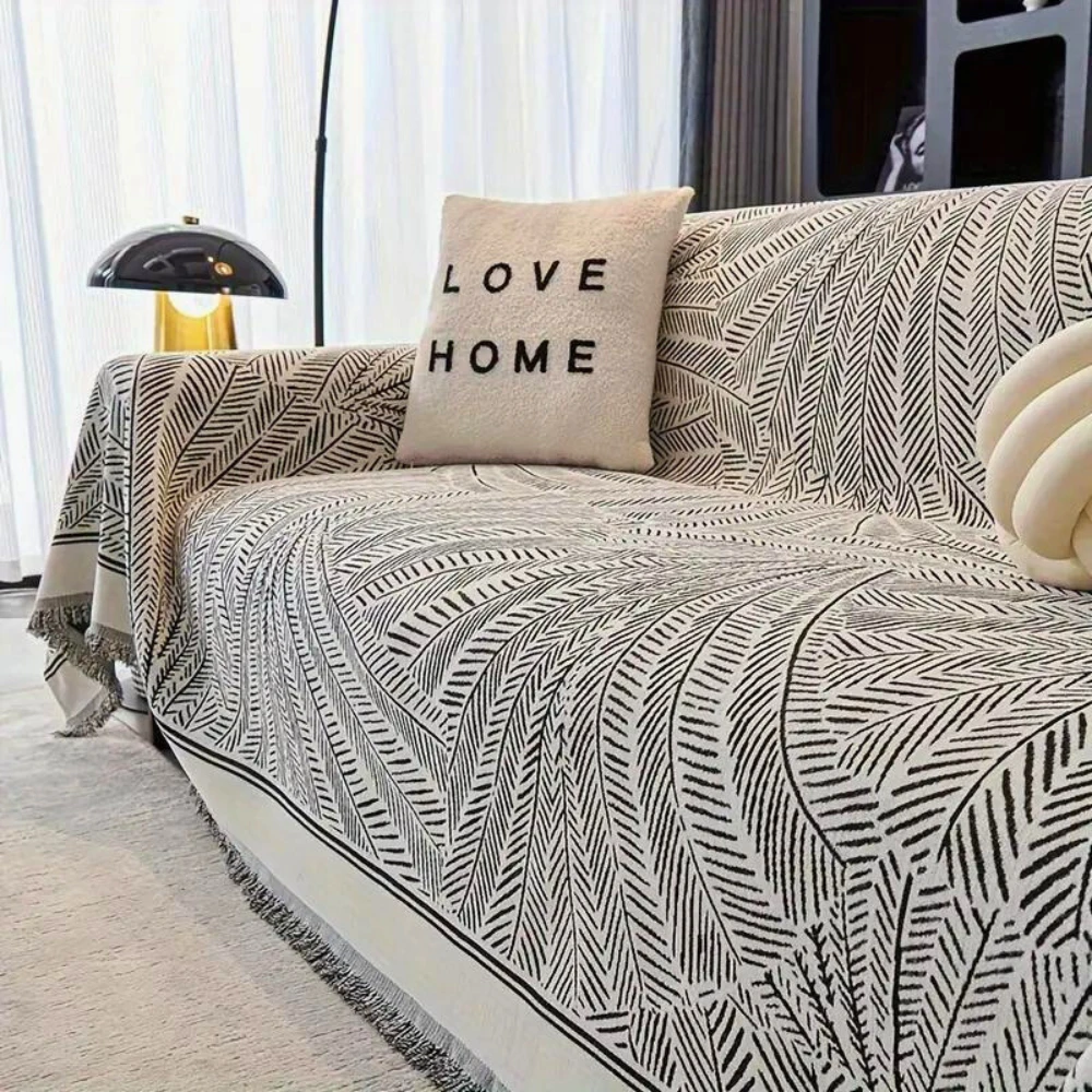 Leaf Pattern Luxury Sofa Cover by Casa & Beyond