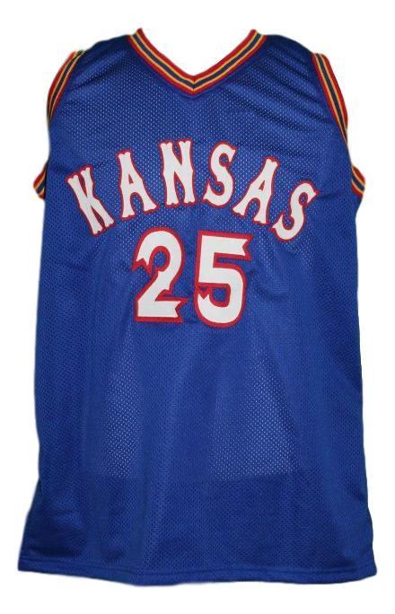 Danny Manning Jersey #25 Kansas College Basketball New Sewn Blue by My store basketball