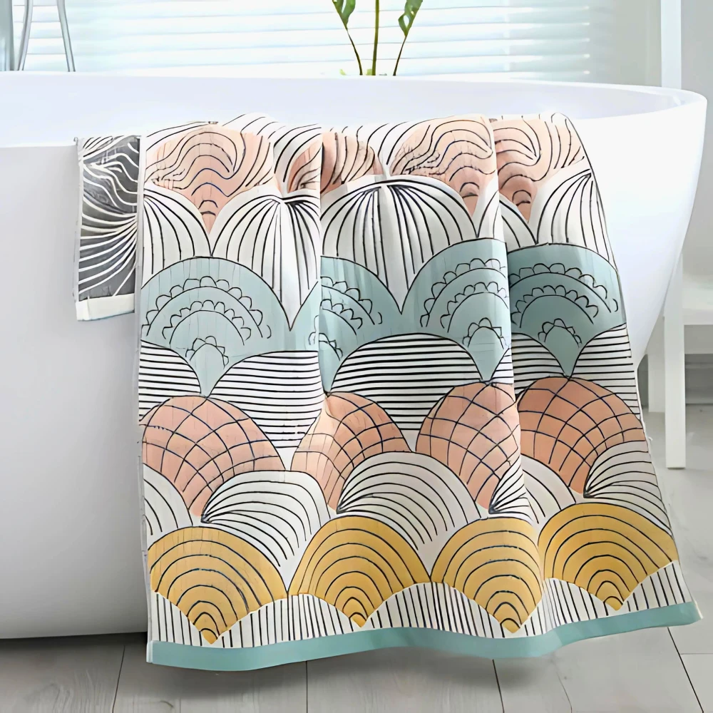 Shell Print Jacquard Cotton Bath Towel by Casa & Beyond