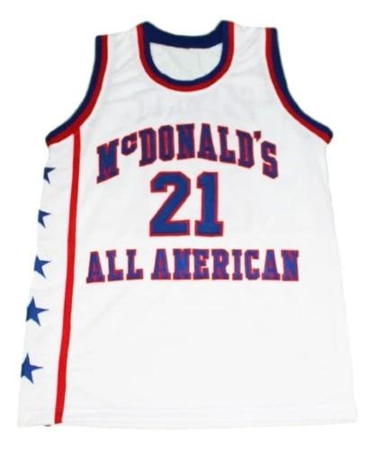 Kevin Garnett Jersey #21 McDonald's All American Basketball Sewn White by My store basketball