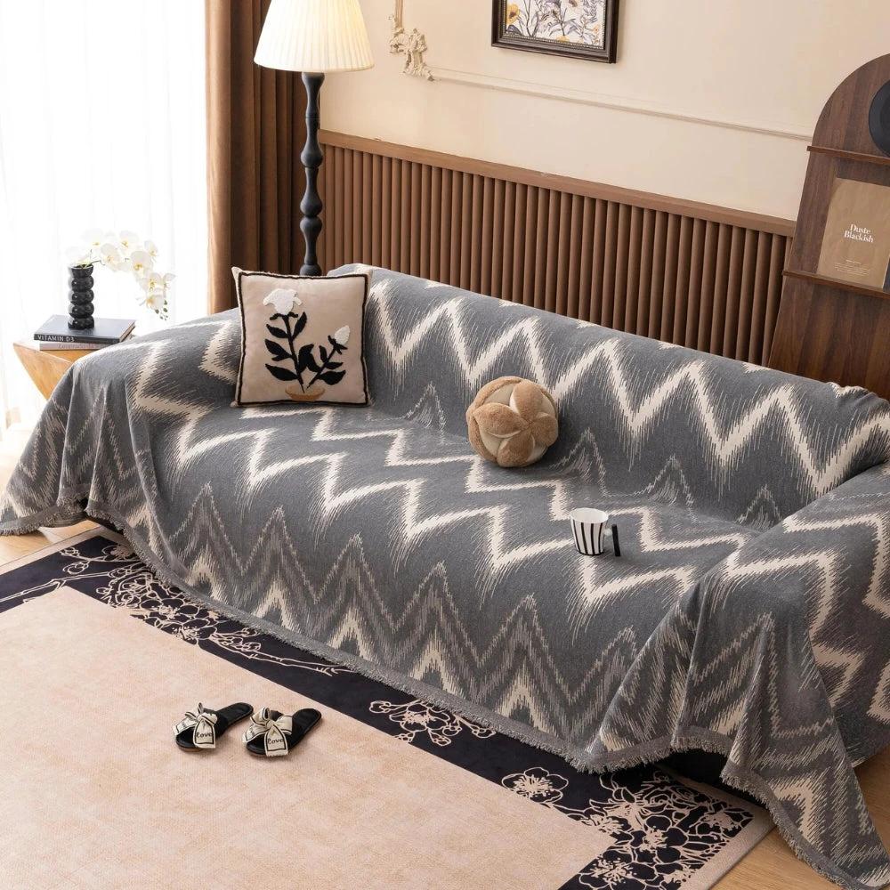 Ochre Streak Textured Sofa Cover by Casa & Beyond