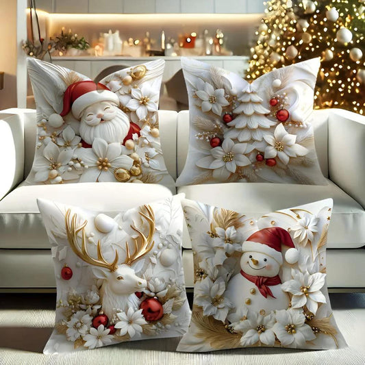 Christmas Charm Velvet Cushion Covers | Set of 4 by Casa & Beyond