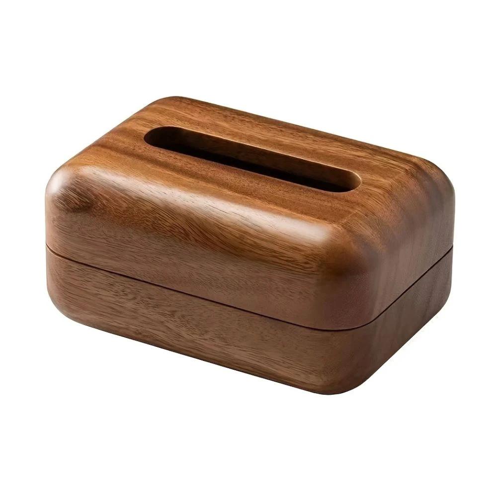 Earthtone Wooden Tissue Holder by Casa & Beyond