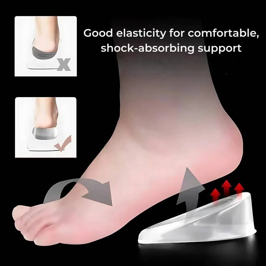 LiftComfort Silicone Gel Heel Lifting Inserts | Height Increase - Pain Relief for Plantar Fasciitis - Shock Absorption - Better Posture Bowlift by Bowlift