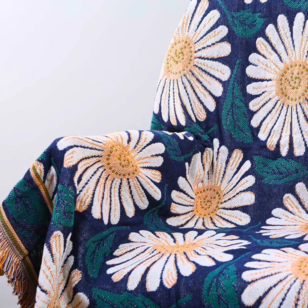 Bohemian Shiragiku Tassel Cotton Knit Blanket by Casa & Beyond