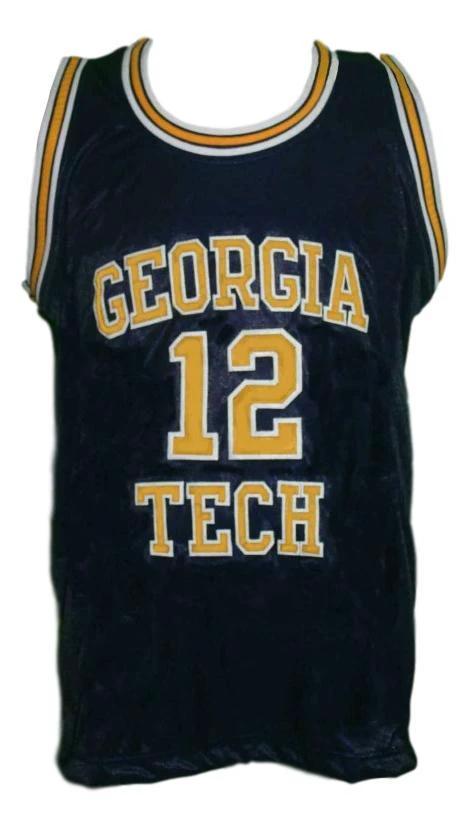 Kenny Anderson Jersey #12 Georgia Tech College Basketball Sewn Navy Blue by My store basketball