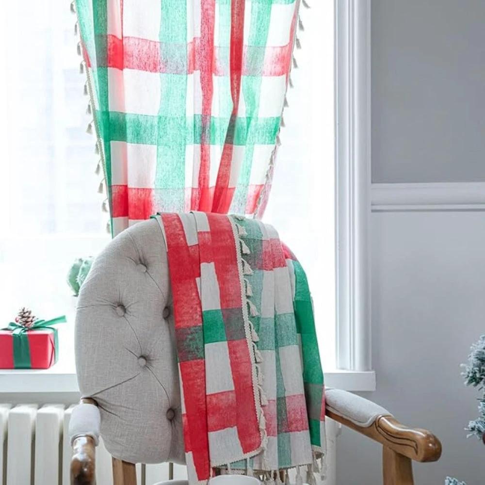 Merry & Bright Plaid Semi-Shading Curtain by Casa & Beyond