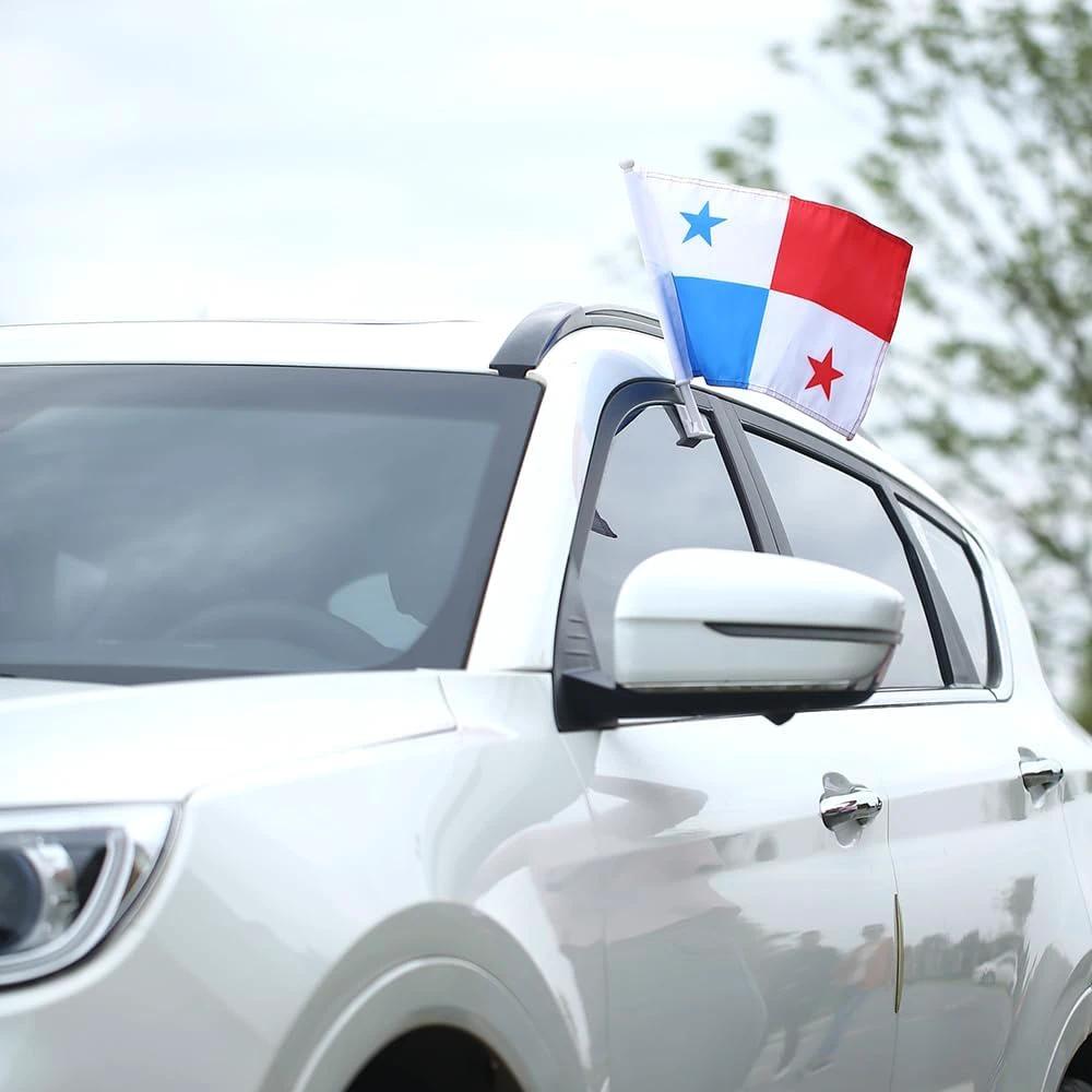 Panama Flag Car Window Flag of Panama 11X18Inch(28x46cm) 100% Polyester, Strong White Flagpole by flagsshop