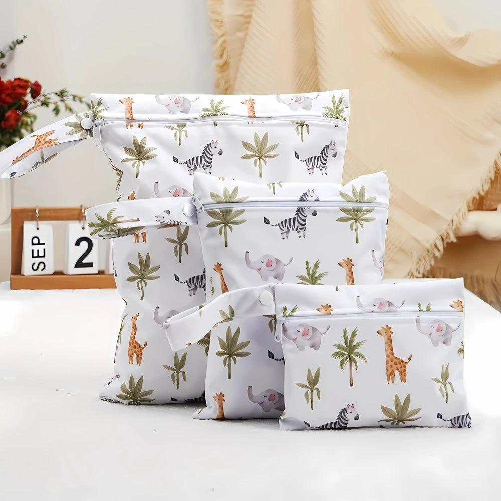 Baby Zoo Safari Print Reusable Wet Dry Bag | 3pcs Set by Casa & Beyond US