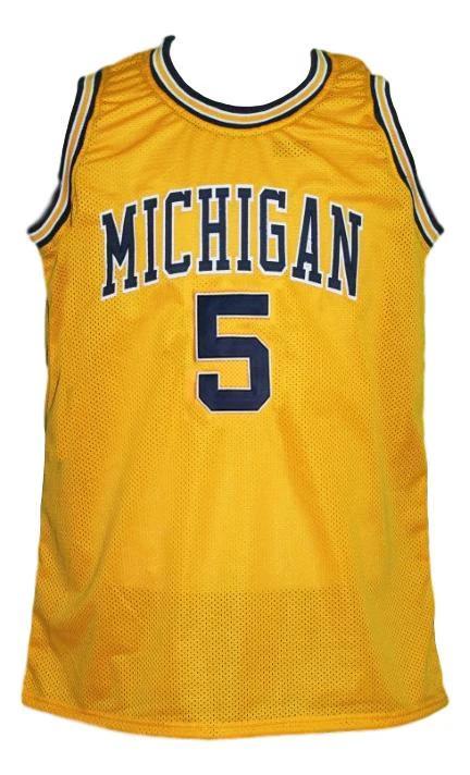 Jalen Rose Jersey #5 Custom Michigan College Basketball New Sewn Yellow by My store basketball