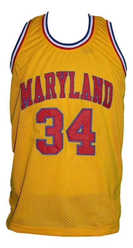 Len Bias Jersey #34 Custom Maryland College Basketball Yellow by My store basketball