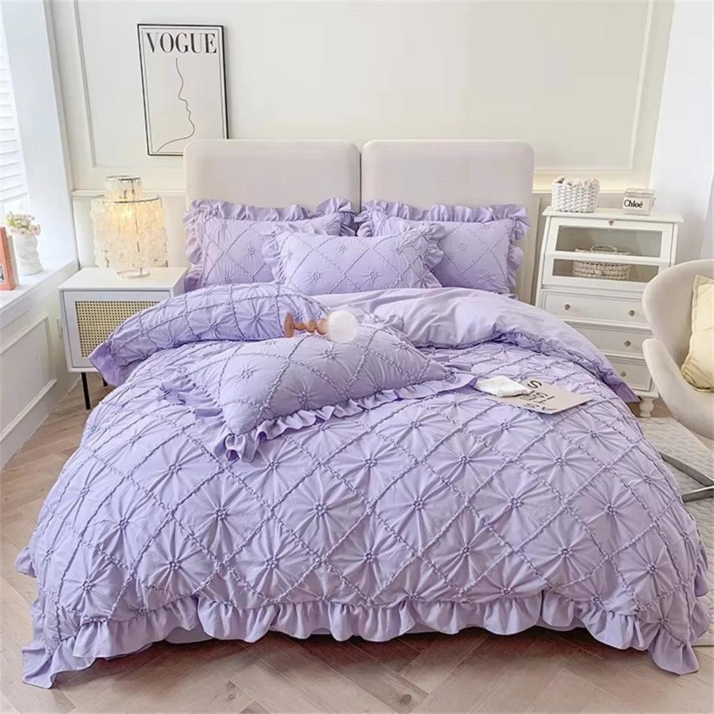 Belle Cotton Plush Ruffle Bedding | 4pcs Set by Casa & Beyond