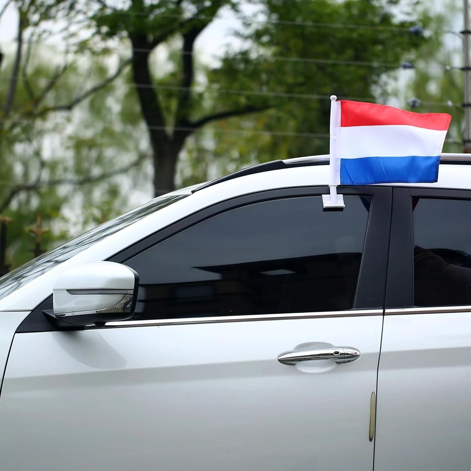 Dutch flag Car Window Flag of Netherlands 11X18 Inch(28x46cm) 100% Polyester, Strong White Flagpole by flagsshop