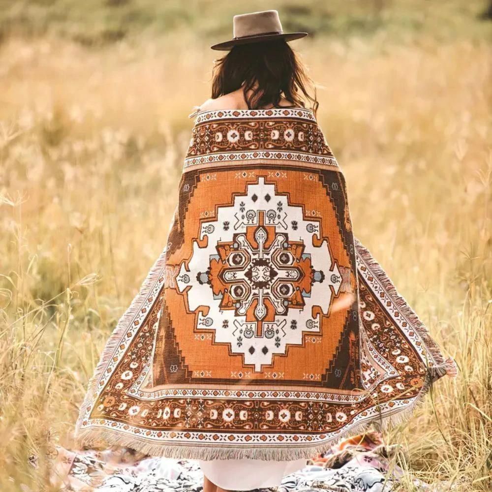 Boho Chic Patterned Throw Blanket by Casa & Beyond