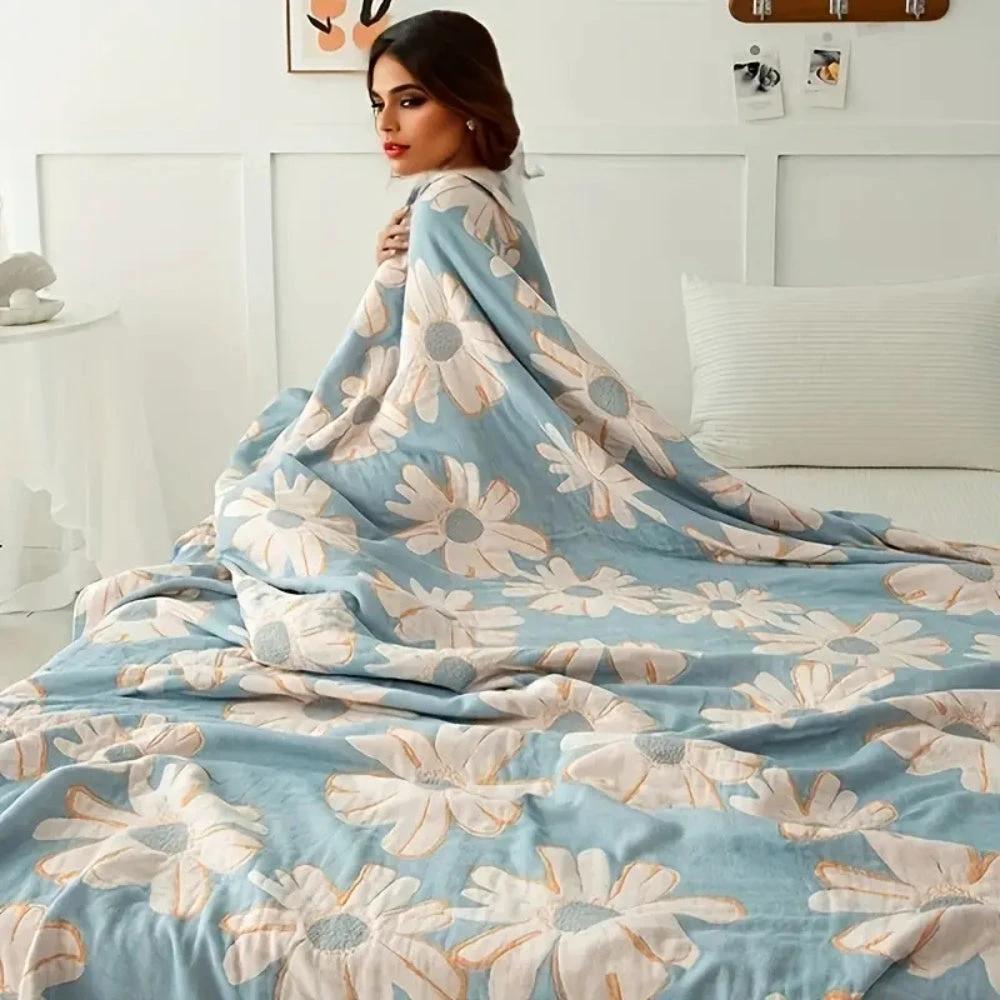 Summer-Ready Daisy Cotton Blanket by Casa & Beyond