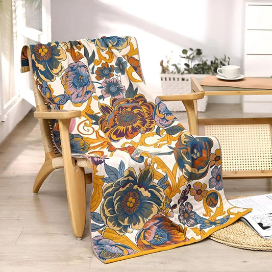 Blooming Flowers Reversible Bath Towel by Casa & Beyond