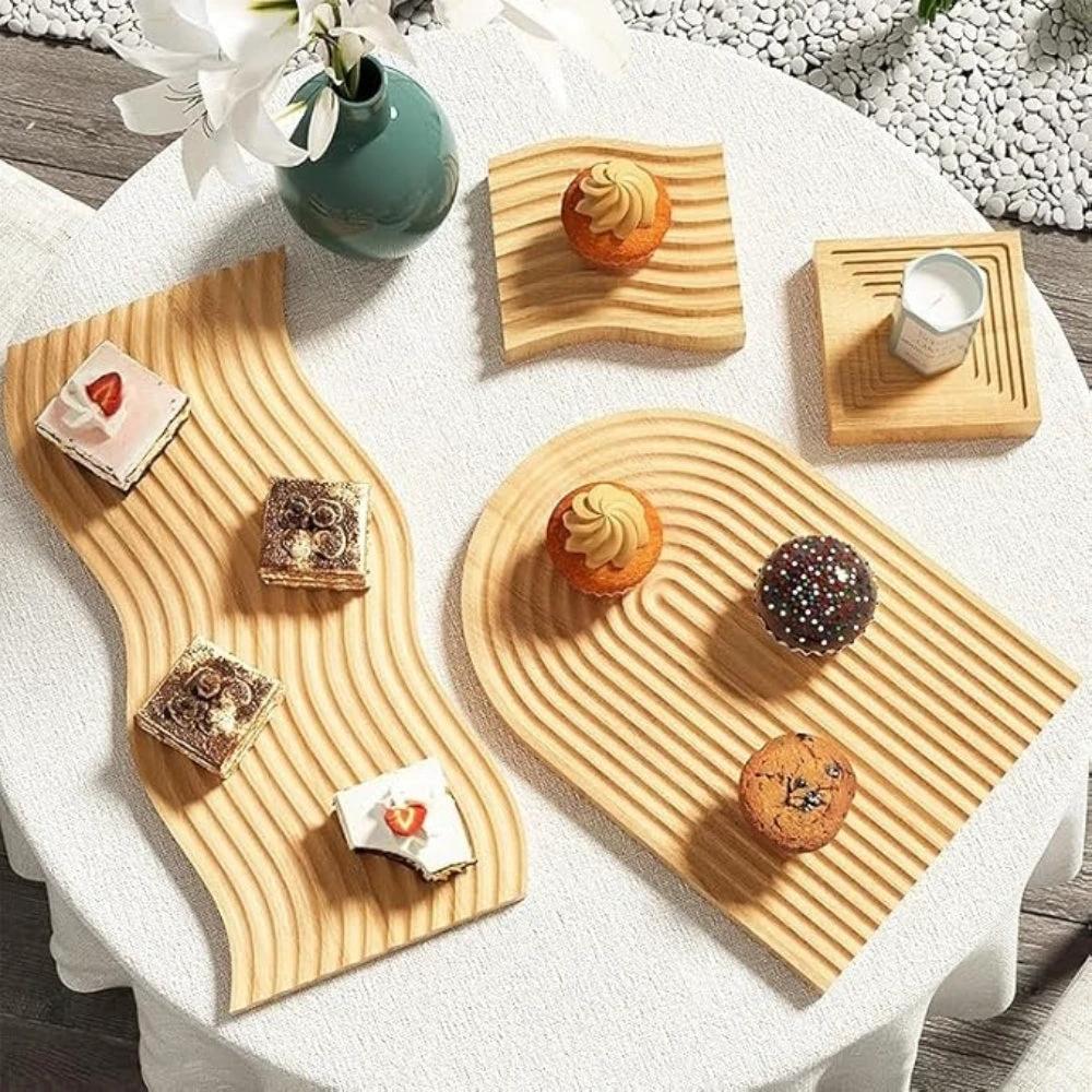Nordic Ripple Wooden Tray by Casa & Beyond