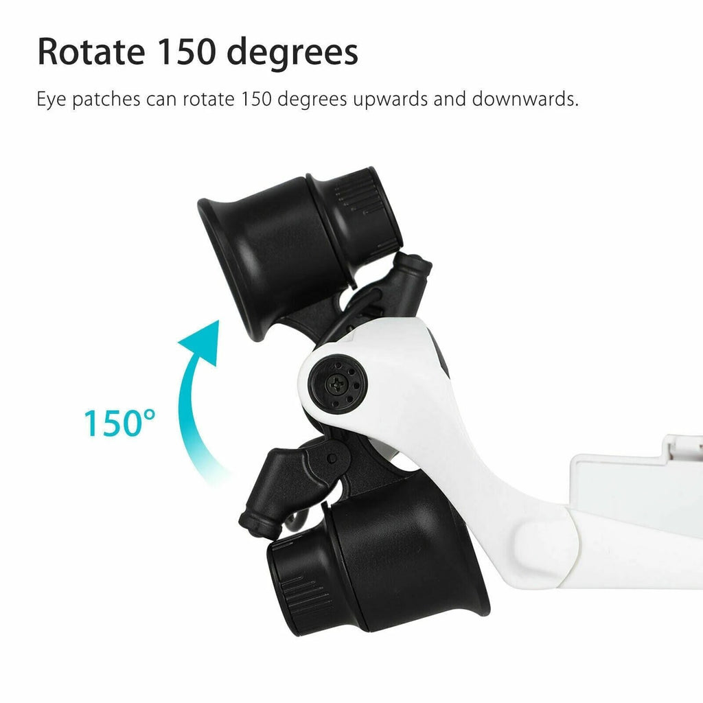 Adjustable Headband Magnifier with LED Light & 8 Lenses – Perfect for Jewelry, Watch Repair & Engraving by BowLift