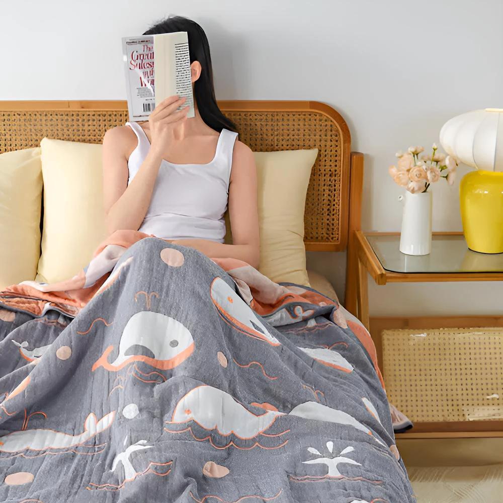 Ocean Dreams Whale Cotton Blanket by Casa & Beyond