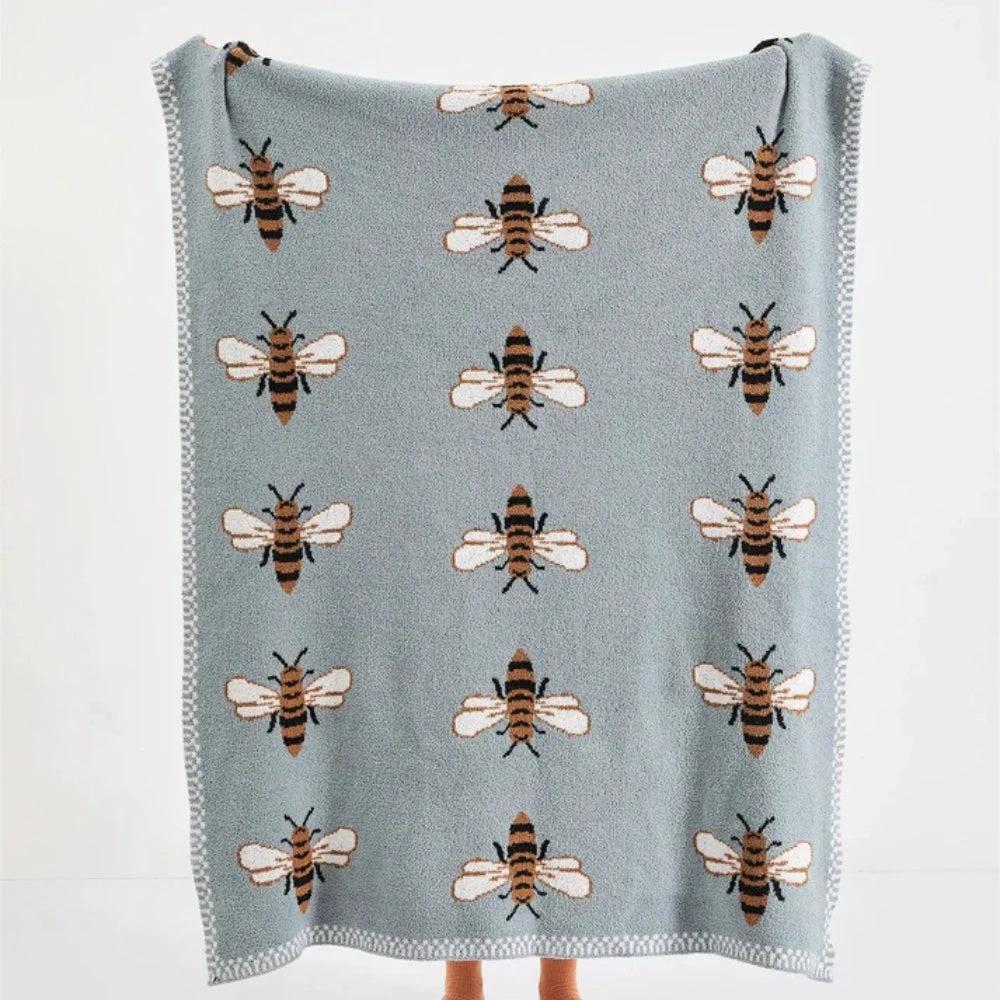 Fuzzy Bee Pattern Throw Blanket by Casa & Beyond