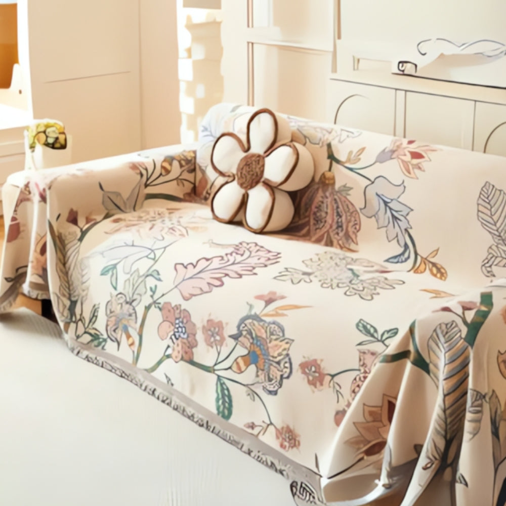 Amara Floral Reversible Sofa Cover by Casa & Beyond