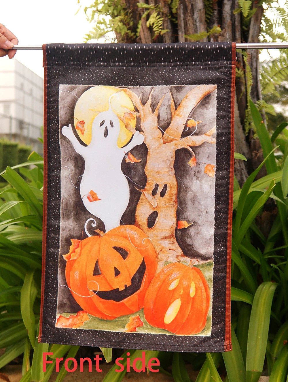 Toland - Halloween Scene - Decorative Spooky Ghost Jack O Lantern Pumpkin USA-Produced House Flag "12.5 x 18" "28 x 40" Inches by flagsshop