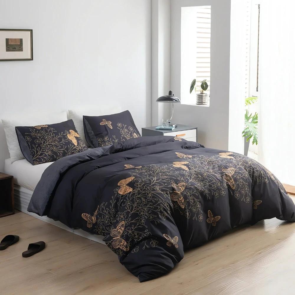 Valora Midnight Butterfly Duvet Cover | 3pcs Set by Casa & Beyond