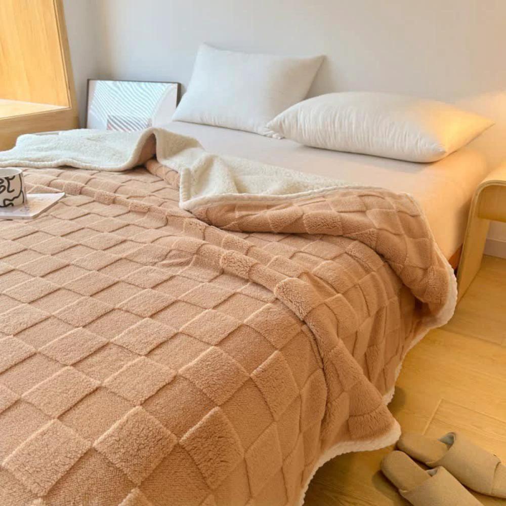 Plush Square Checkerboard Blanket by Casa & Beyond