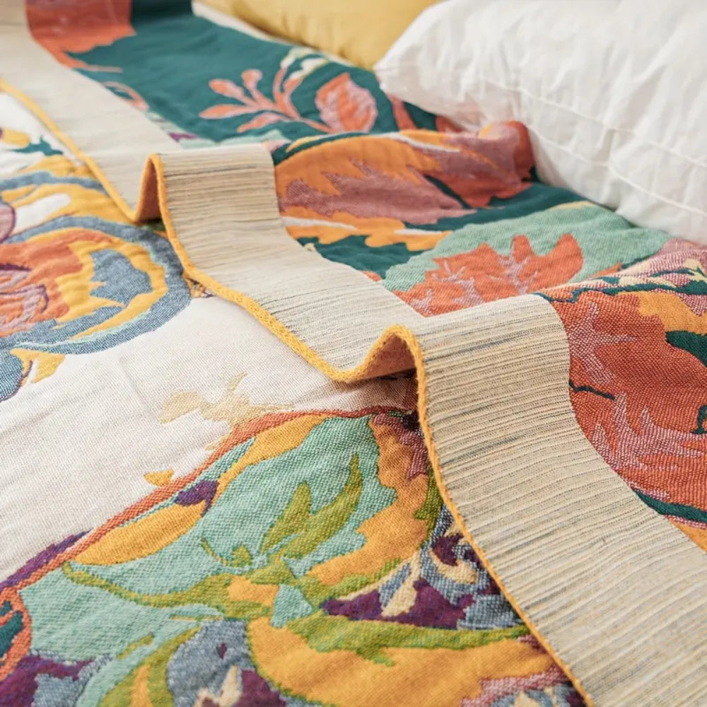 Sienna Floral Bloom Cotton Blanket by Casa & Beyond