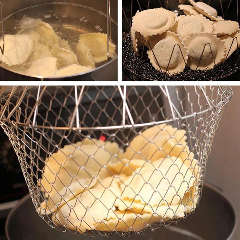 Chef Frying Basket Foldable Made of Stainless Steel by Bowlift