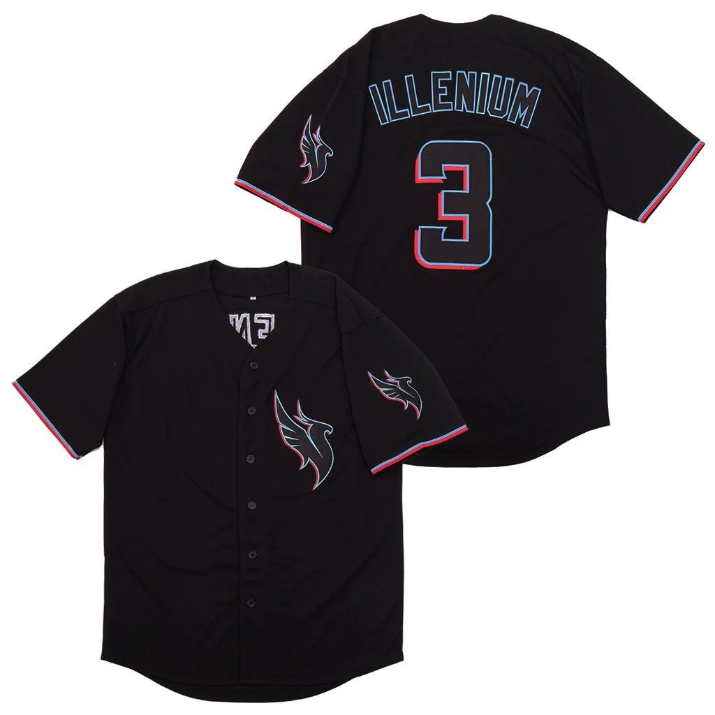 Singer Illenium #3 Movie Baseball Jersey Diamond Fashion Hip Hop White Black by My Store