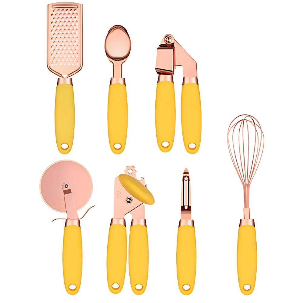 7-Piece Rose Gold Cooking Set by Casa & Beyond