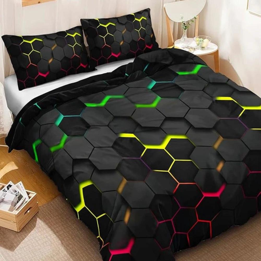 Prisma Hive | 3pcs Duvet Cover Set by Casa & Beyond
