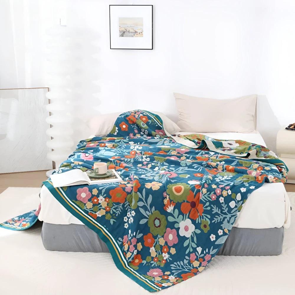 Wildflower Botanical Bliss Cotton Blanket by Casa & Beyond