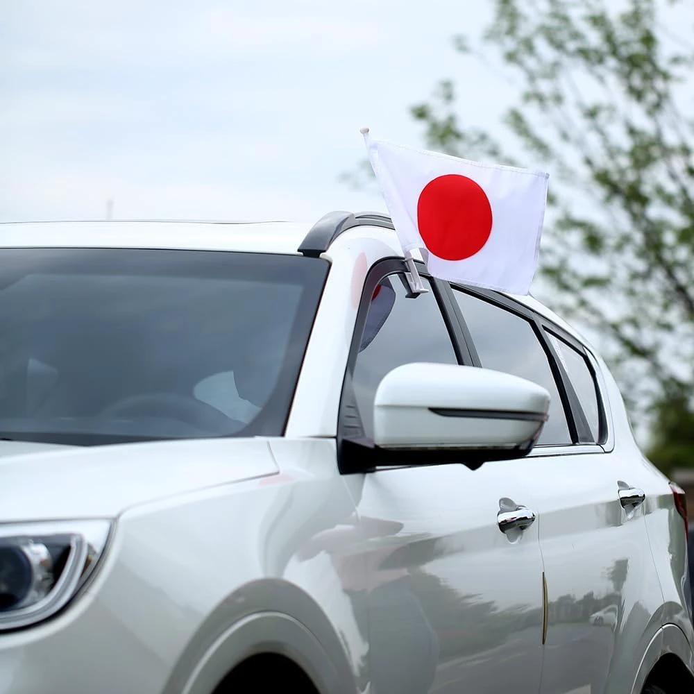 Japanese Flag Car Window Flag of Tapan 11X18 Inch(28x46cm) 100% Polyester, Strong White Flagpole by flagsshop
