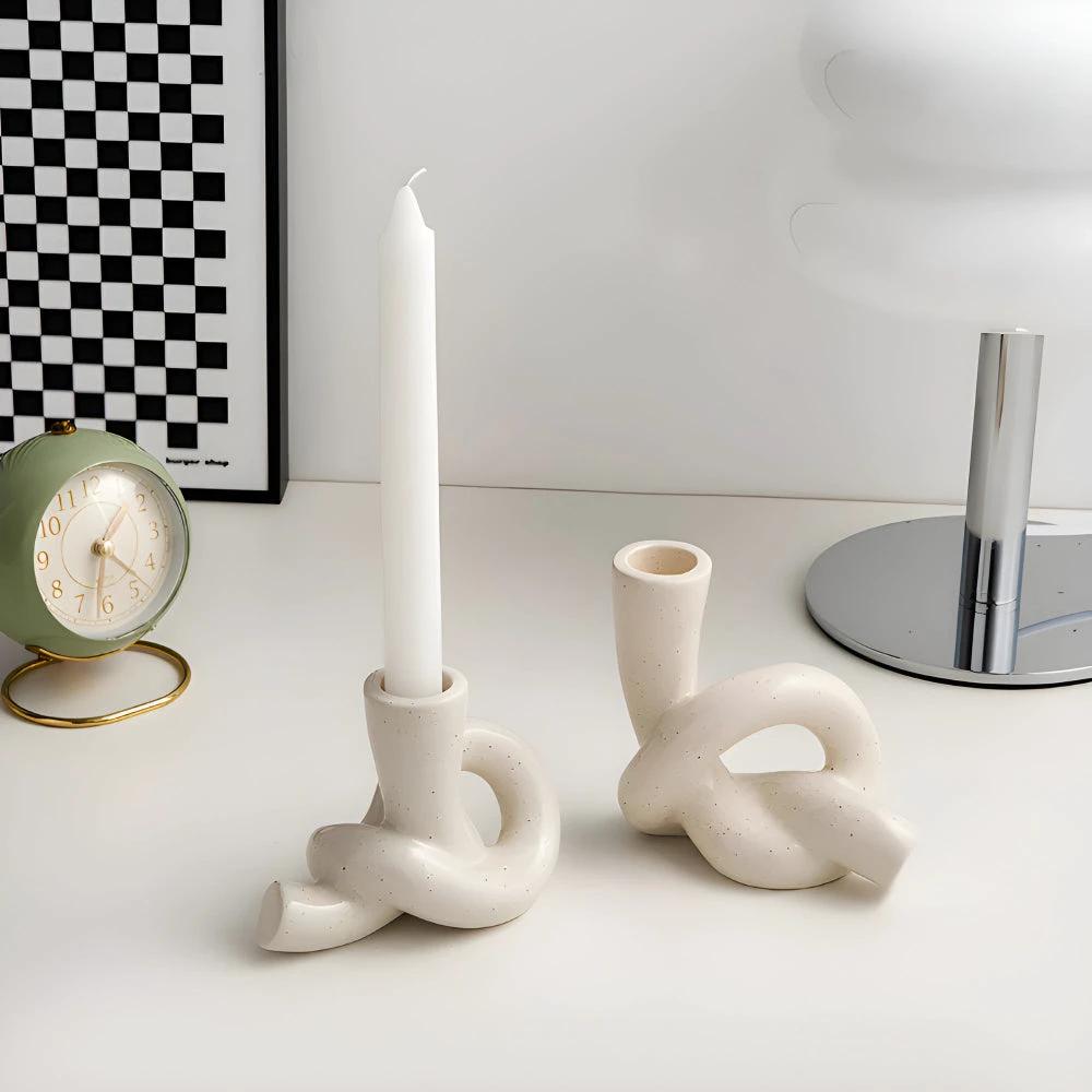 Knot Ceramic Candle Holder by Casa & Beyond