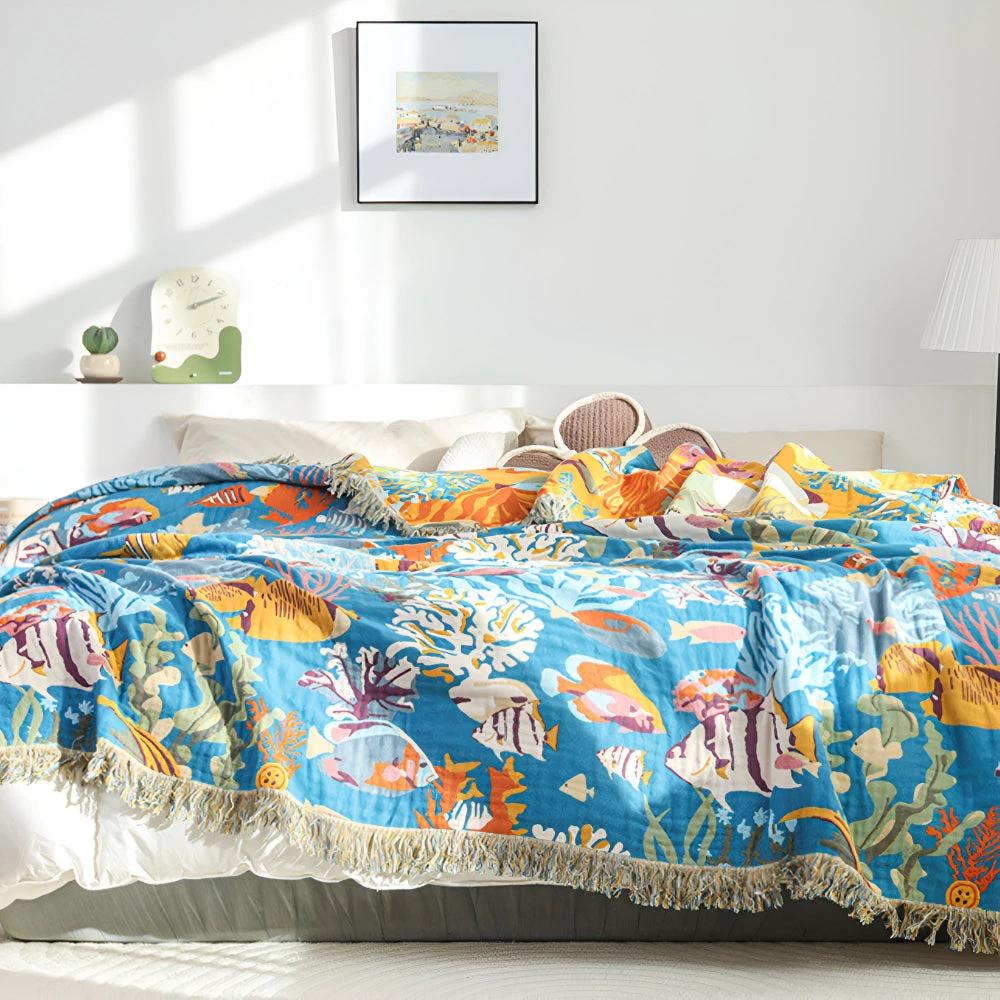 Underwater Coral Cotton Blanket by Casa & Beyond
