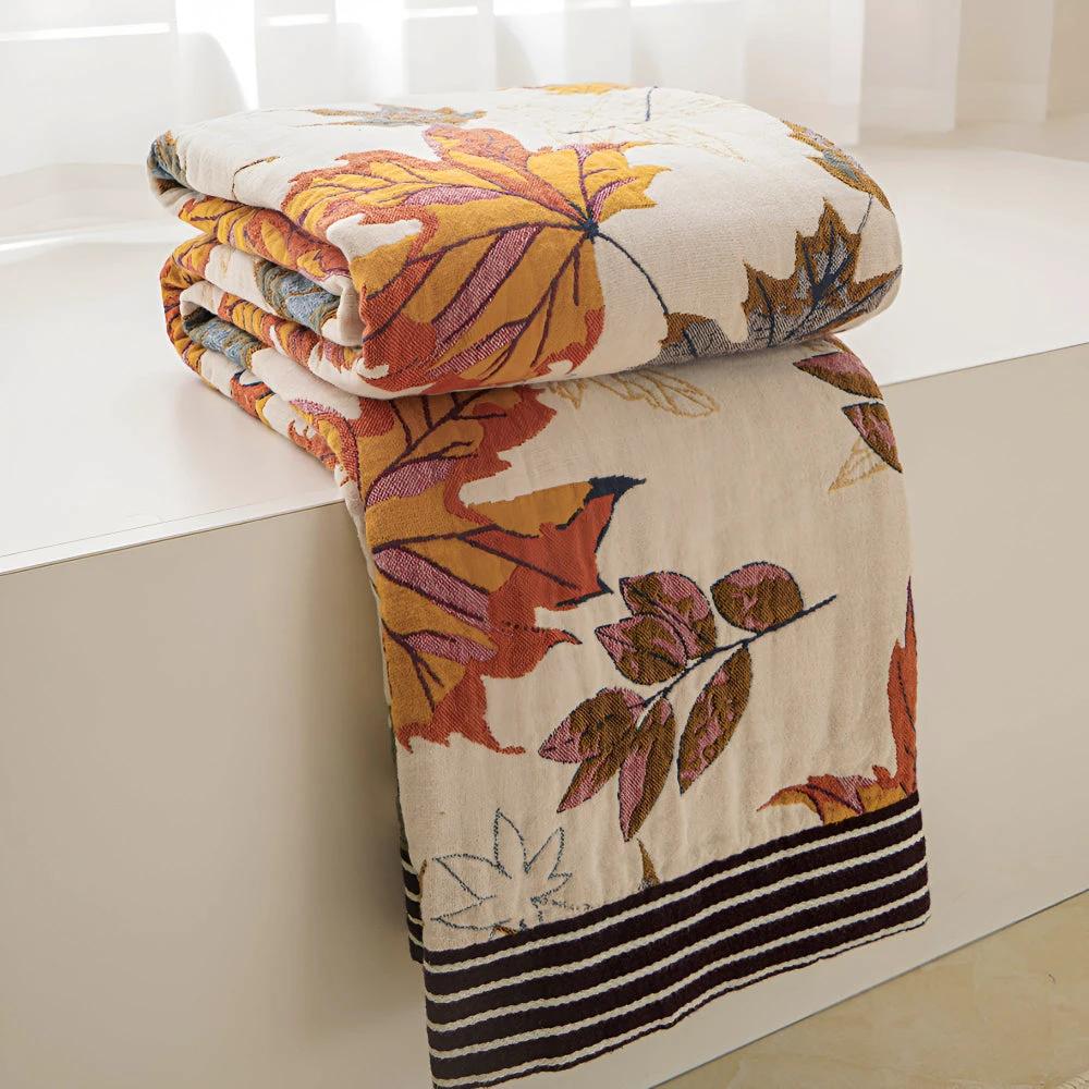 Maple Leaf Cotton Blanket by Casa & Beyond