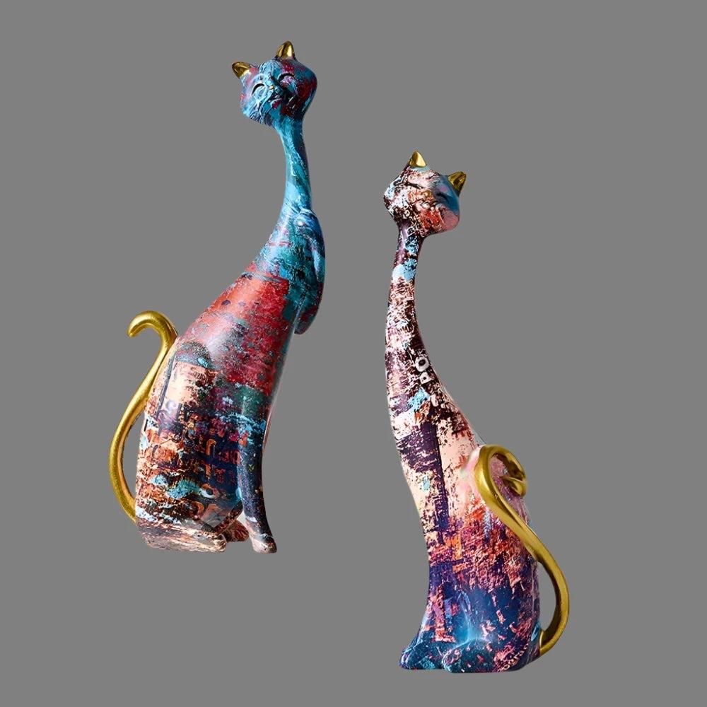 Minimalist Cat Sculpture Duo for Modern Decorative Accents Bowlift by Bowlift