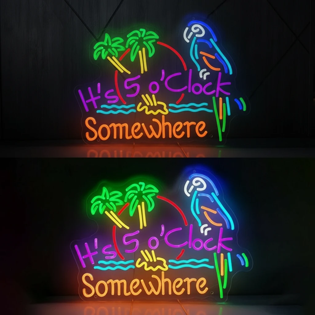 It's 5 O'clock Somewhere Neon Sign Colorful Neon Sign by Neonchics