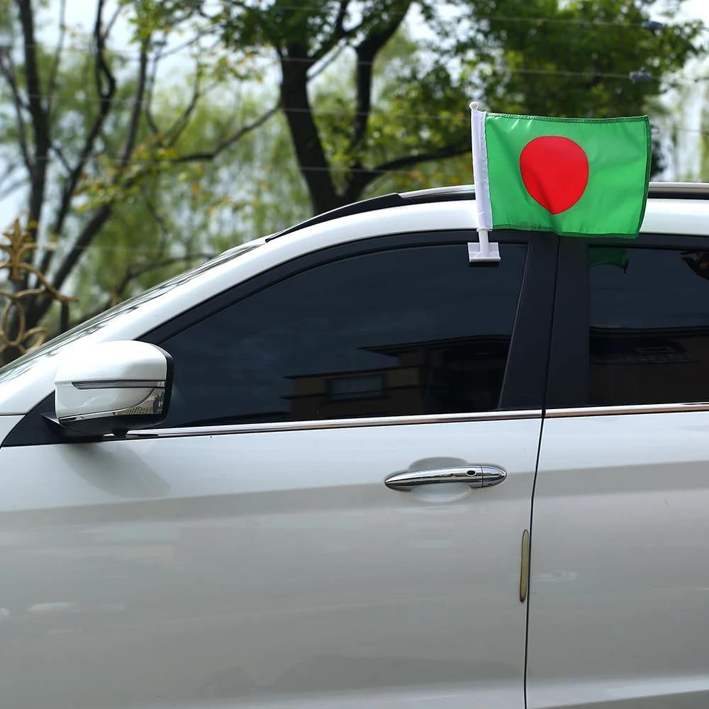 Lebanese flag Car Window Flag of Bangladesh 11X18 Inch(28x46cm) 100% Polyester, Strong White Flagpole by flagsshop