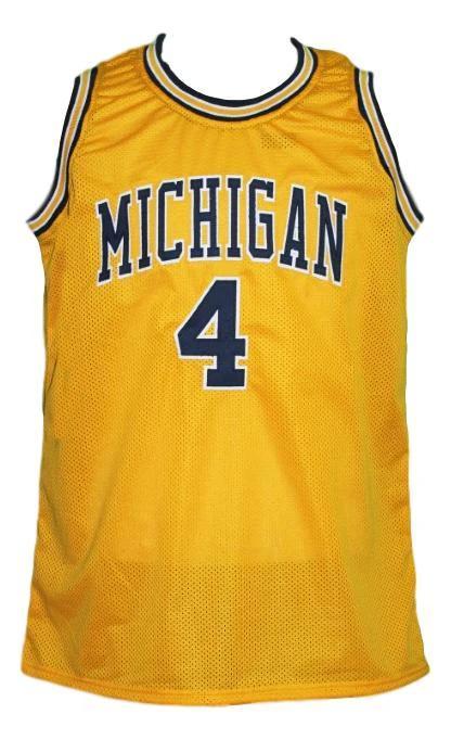 Chris Webber Jersey #4 Michigan College Basketball Sewn Yellow by My store basketball