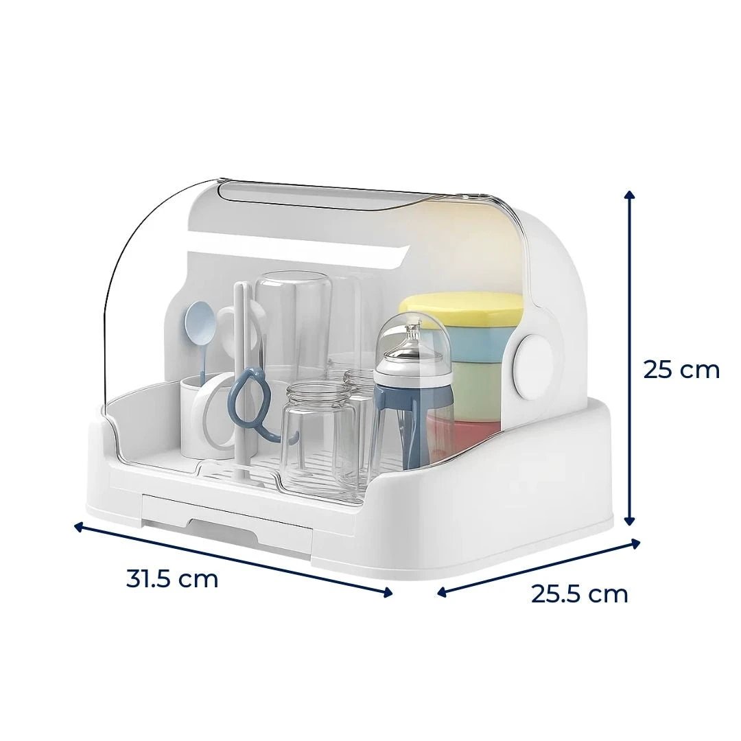 High Capacity Holds Many Bottles – Dust-Cover Lid – Hygienic Fast Drying Keeps Bottles Germ-Free Bowlift by Bowlift