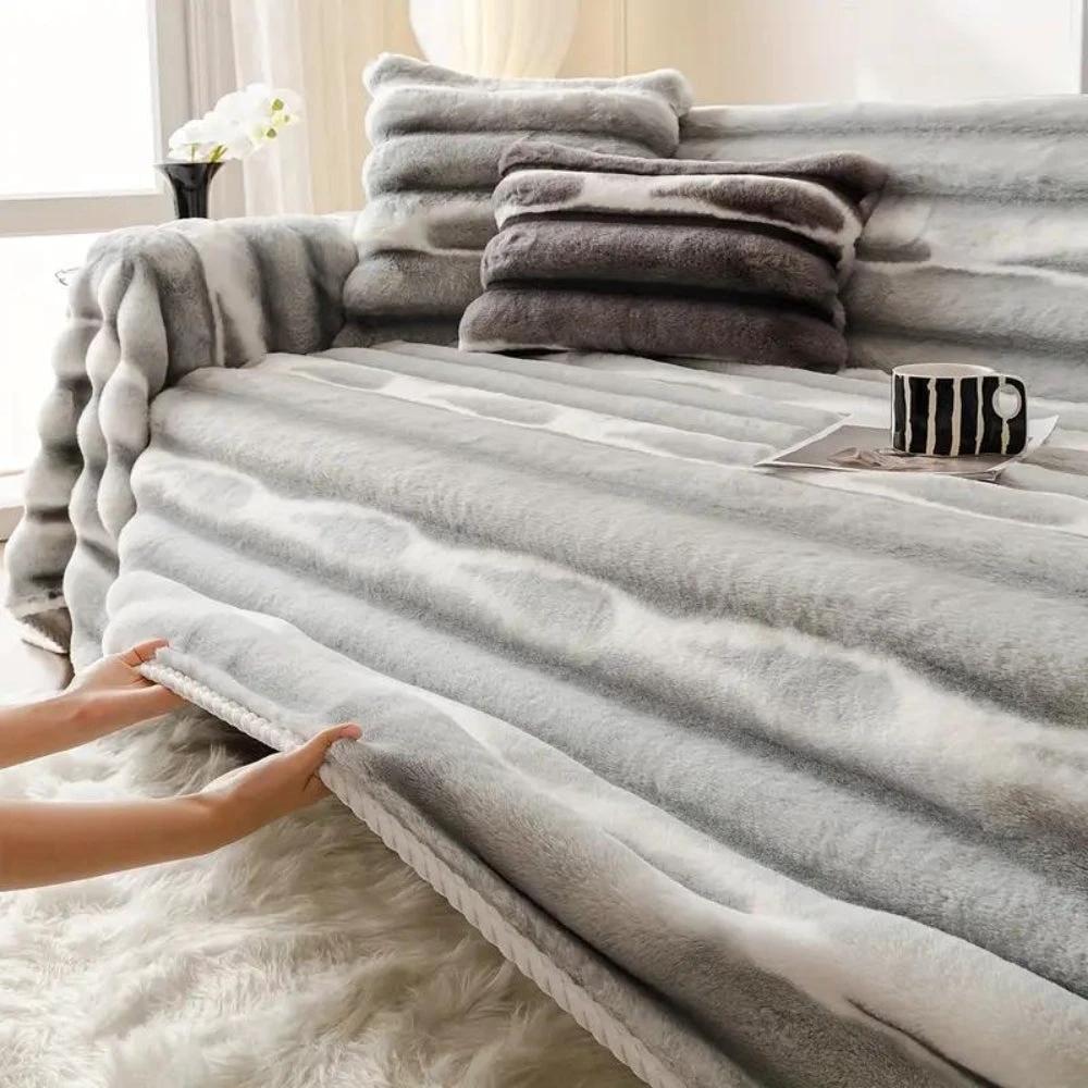 Velvet Faux Fur Sofa Cover by Casa & Beyond