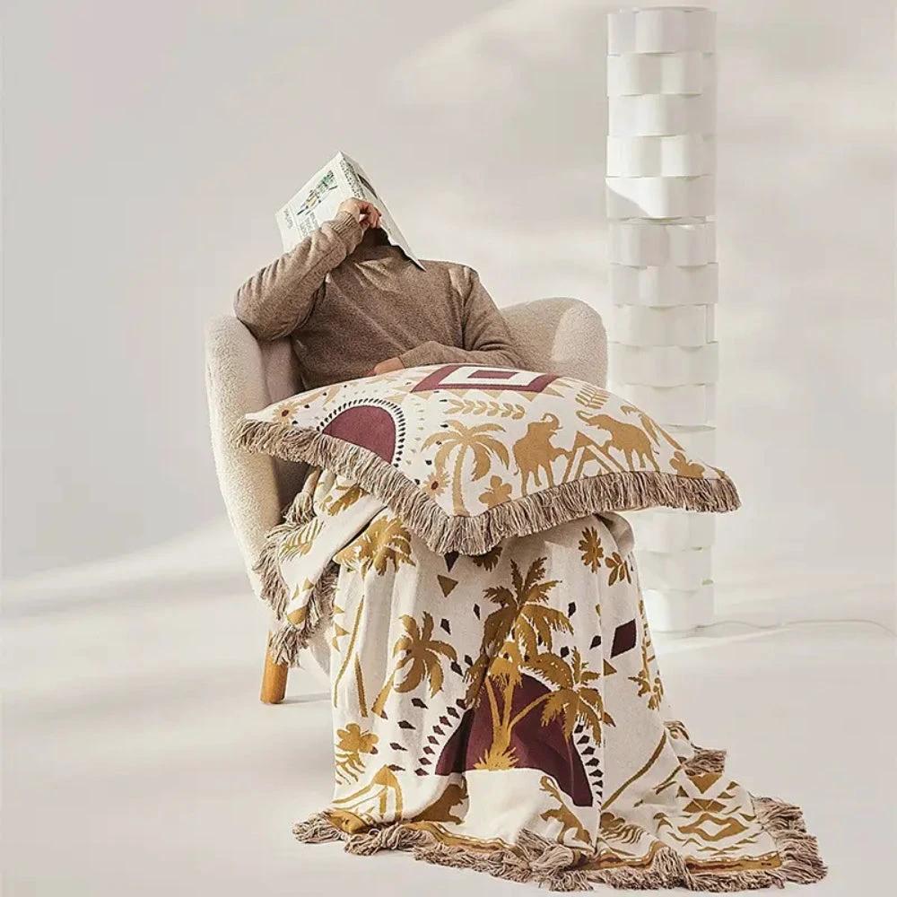 Azura Boho Geometric Knit Blanket by Casa & Beyond