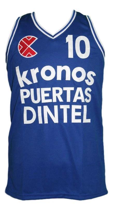 Drazen Petrovic Jersey #10 Kronos Puertas Dintel Euro Basketball Blue by My store basketball