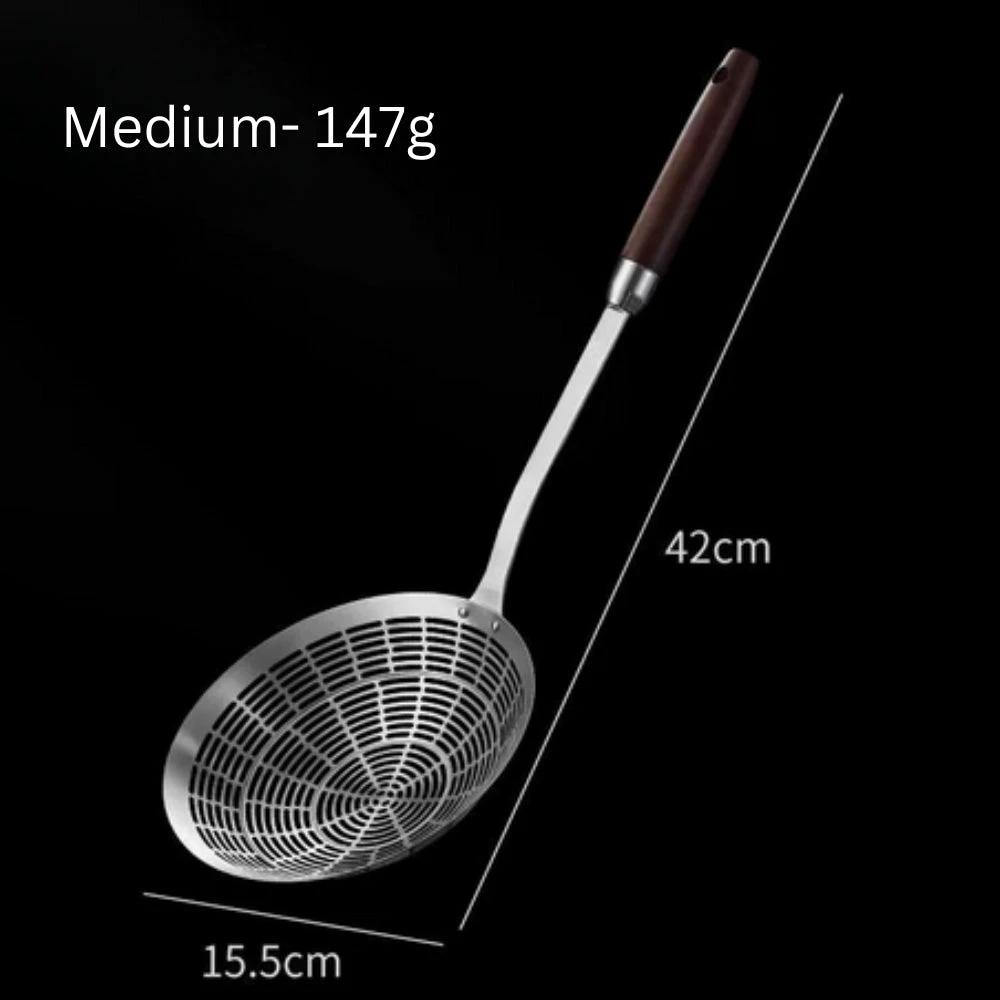 Stainless Steel Wooden Strainer Ladle by Casa & Beyond